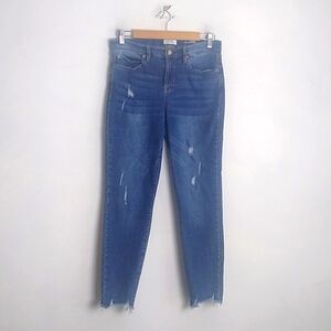 Nicole Miller Soho High Rise Skinny Distressed Raw Hem Jeans size 4